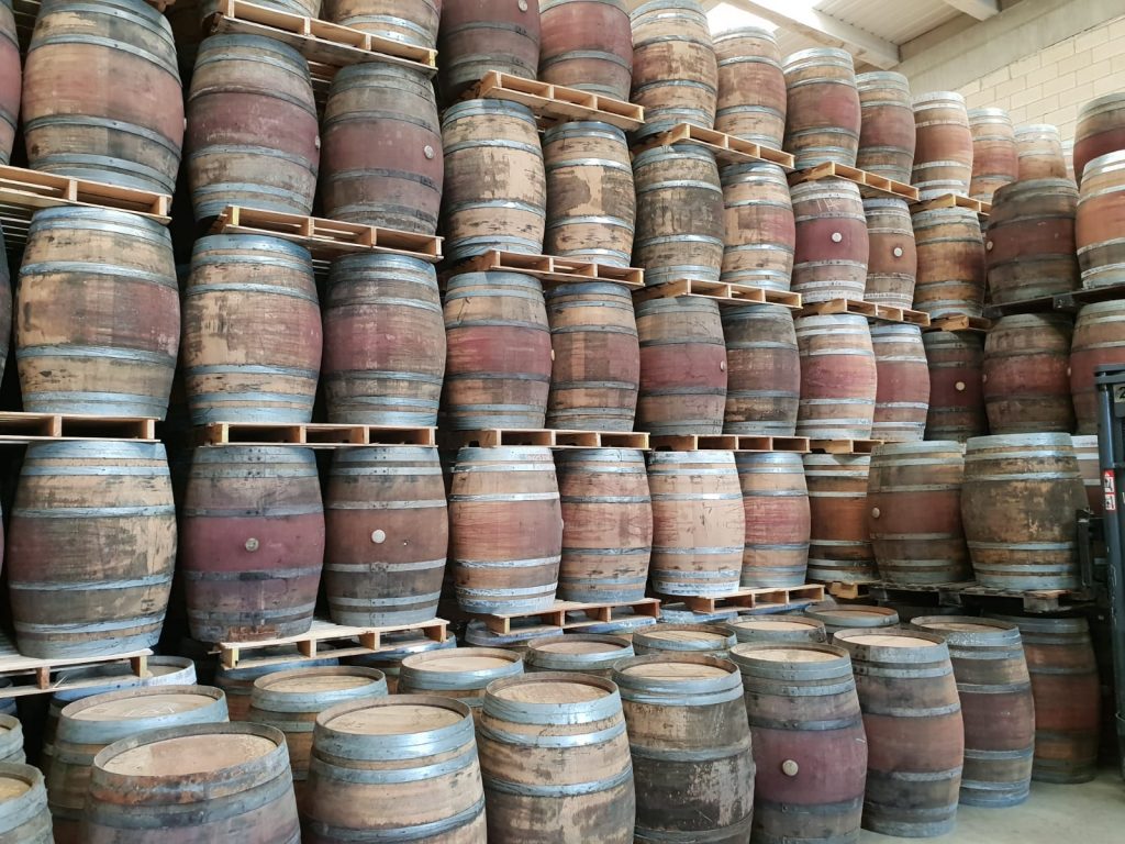 used wine barrels